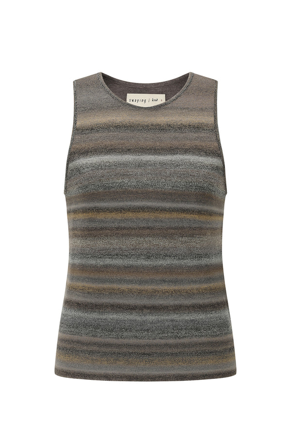 SWAYING 25 Fall/Winter Collection: Striped Wool Vest SW-SW25AW1T02C5S2-HZ (Gray/Brown) (SW25AW1T02C1S2)